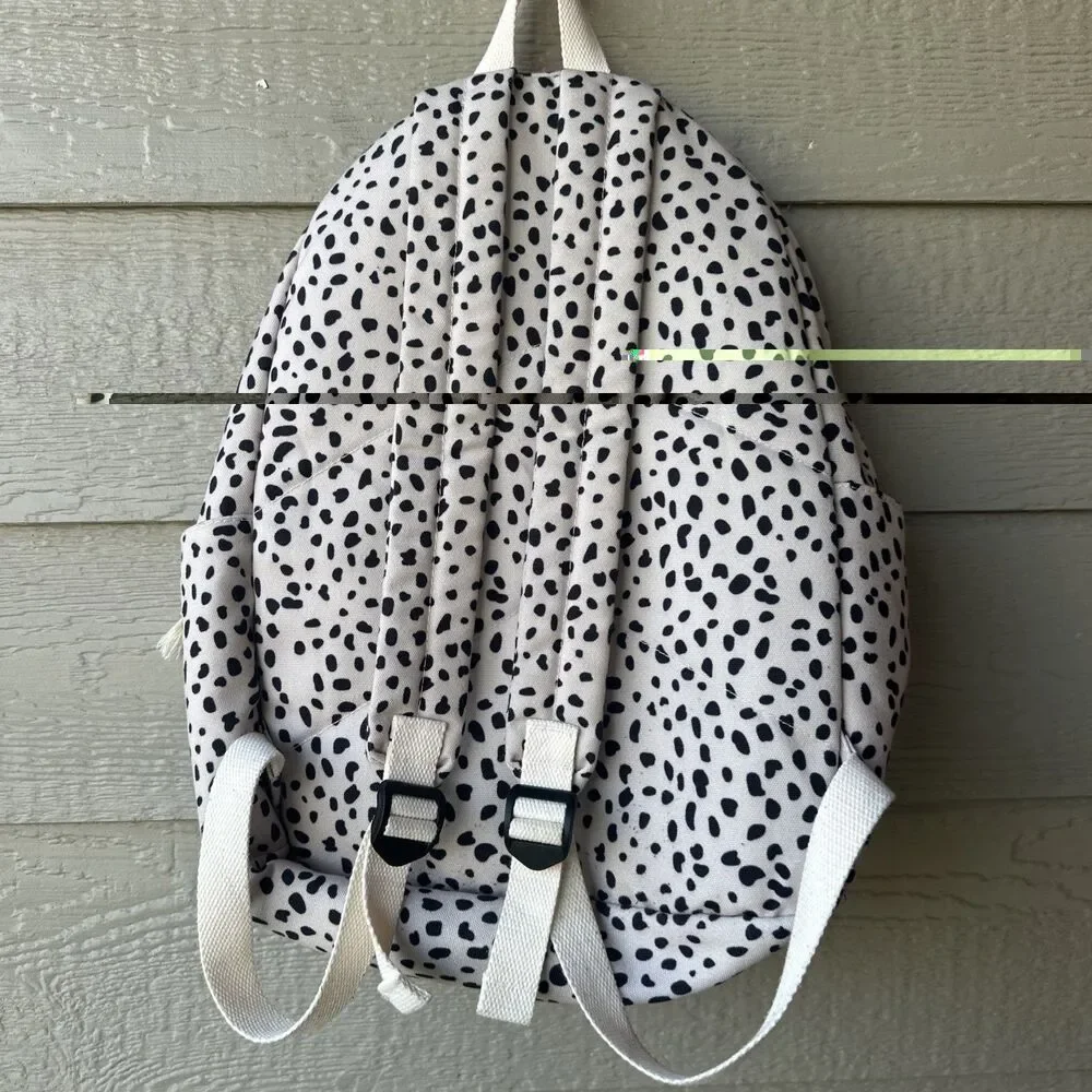 Snow Leopard Print Girl’s Women’s Beige Black Spots Animal Print School Backpack
